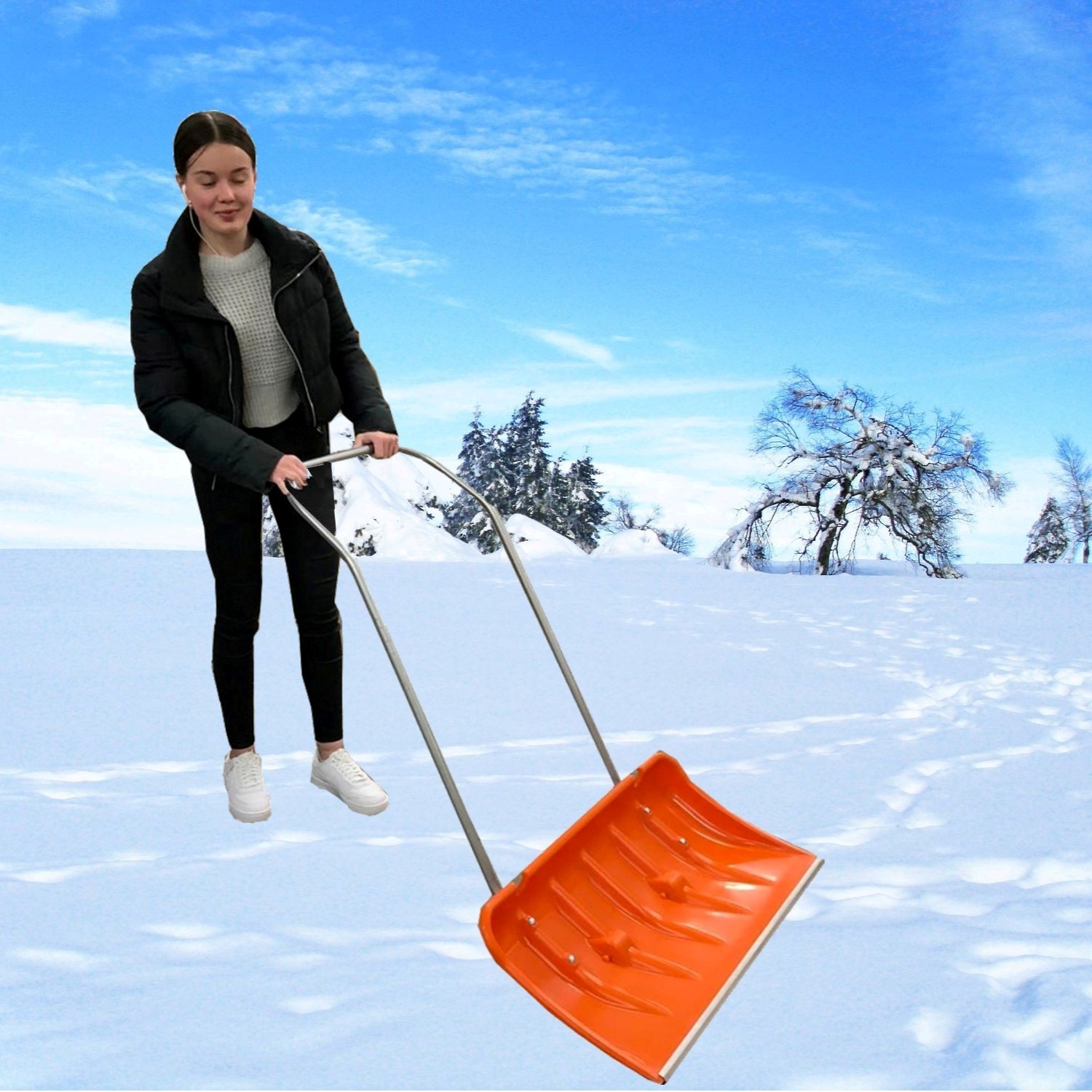 Großraum Schneeschaufel / Schneeschieber - Farbe Orange