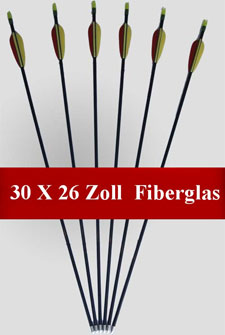 30 Pfeile - Fiberglas - 26 Zoll lang - Compound/Recurve